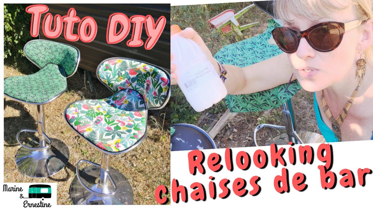 Tuto DIY : Comment relooker facilement des chaises de bar (sans les démonter) / relooking astucieux.