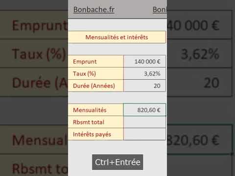 Calculer les mensualités d'un prêt avec Excel #AstucesExcel #FormationExcel #ApprendreExcel